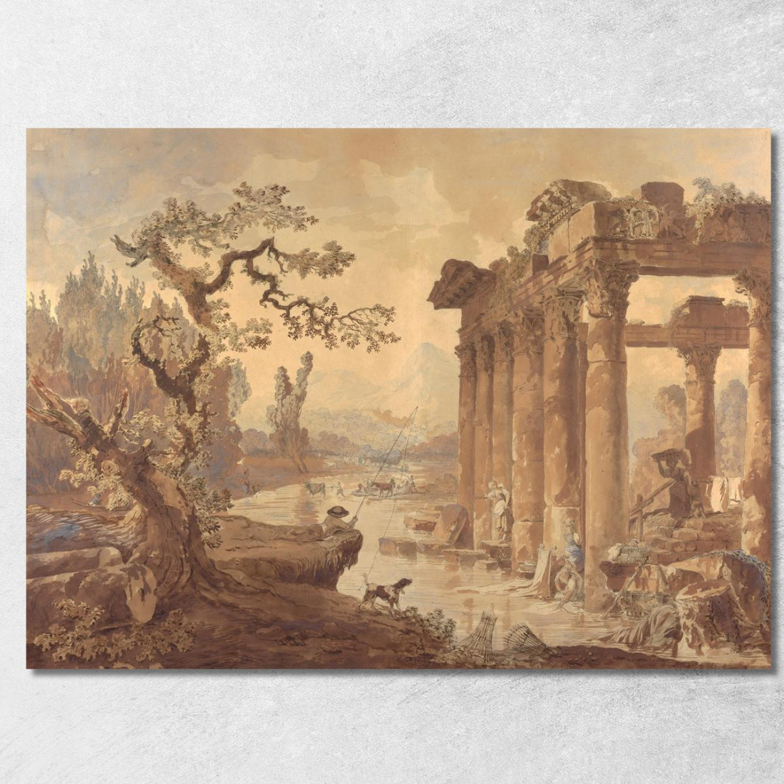 Paesaggio Con Rovine Hubert Robert hrb58 quadro stampato su tela Paesaggio Con Rovine Hubert Robert hrb58 quadro stampato su tela