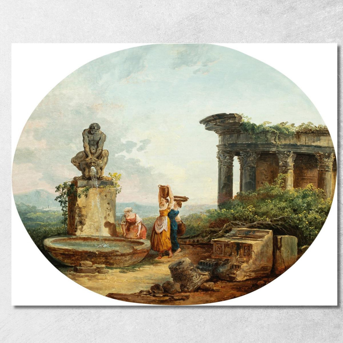 Paesaggio Con Lavandaie Alla Fontana Hubert Robert hrb60 quadro stampato su tela Paesaggio Con Lavandaie Alla Fontana Hubert Robert hrb60 quadro stampato su tela