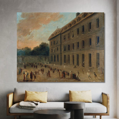 Ricreazione Dei Detenuti A Saint-Lazare Il Balloon Party Hubert Robert hrb87 quadro stampato su tela