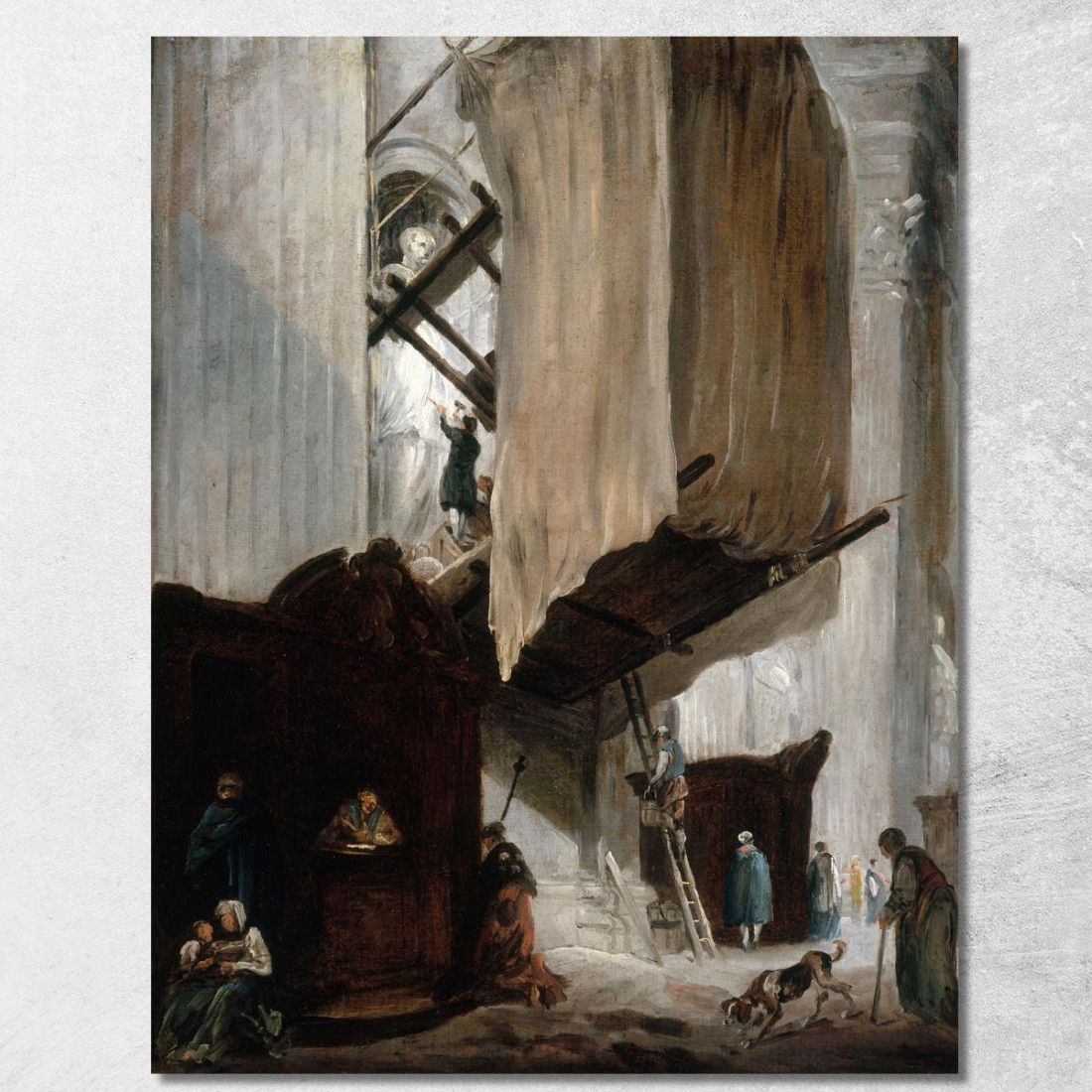 Scultore Che Lavora Alla Statua Di Un Santo In San Pietro Roma Hubert Robert hrb88 quadro stampato su tela Scultore Che Lavora Alla Statua Di Un Santo In San Pietro Roma Hubert Robert hrb88 quadro stampato su tela