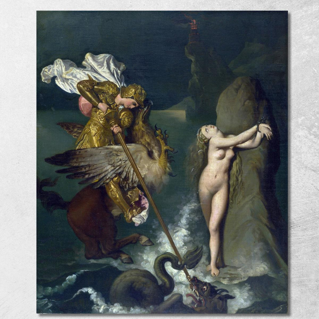 Angelica Salvata Da Ruggiero Jean Auguste Dominique Ingres jad4 quadro stampato su tela Angelica Salvata Da Ruggiero Jean Auguste Dominique Ingres jad4 quadro stampato su tela