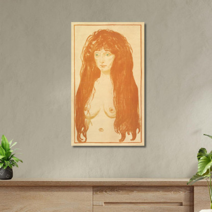 La Donna Peccatrice Con I Capelli Rossi E Gli Occhi Verdi 1902 Edvard Munch em344 quadro stampato su tela