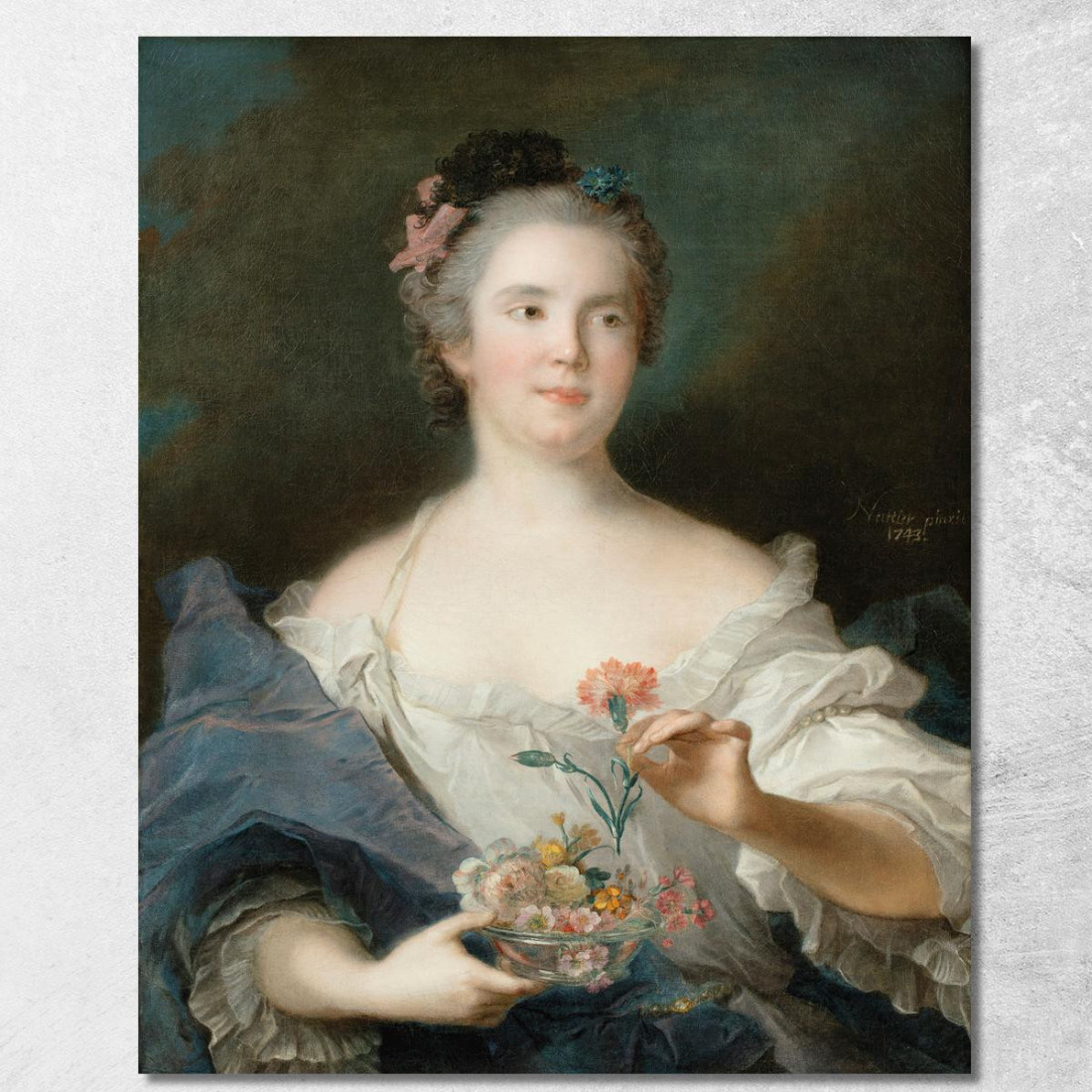 Ritratto Di Una Dama Che Tiene In Mano Un Garofano Si Dice Che Sia La Duchessa Di Châteauroux Jean-Marc Nattier jmn17 quadro st Ritratto Di Una Dama Che Tiene In Mano Un Garofano Si Dice Che Sia La Duchessa Di Châteauroux Jean-Marc Nattier jmn17 quadro st