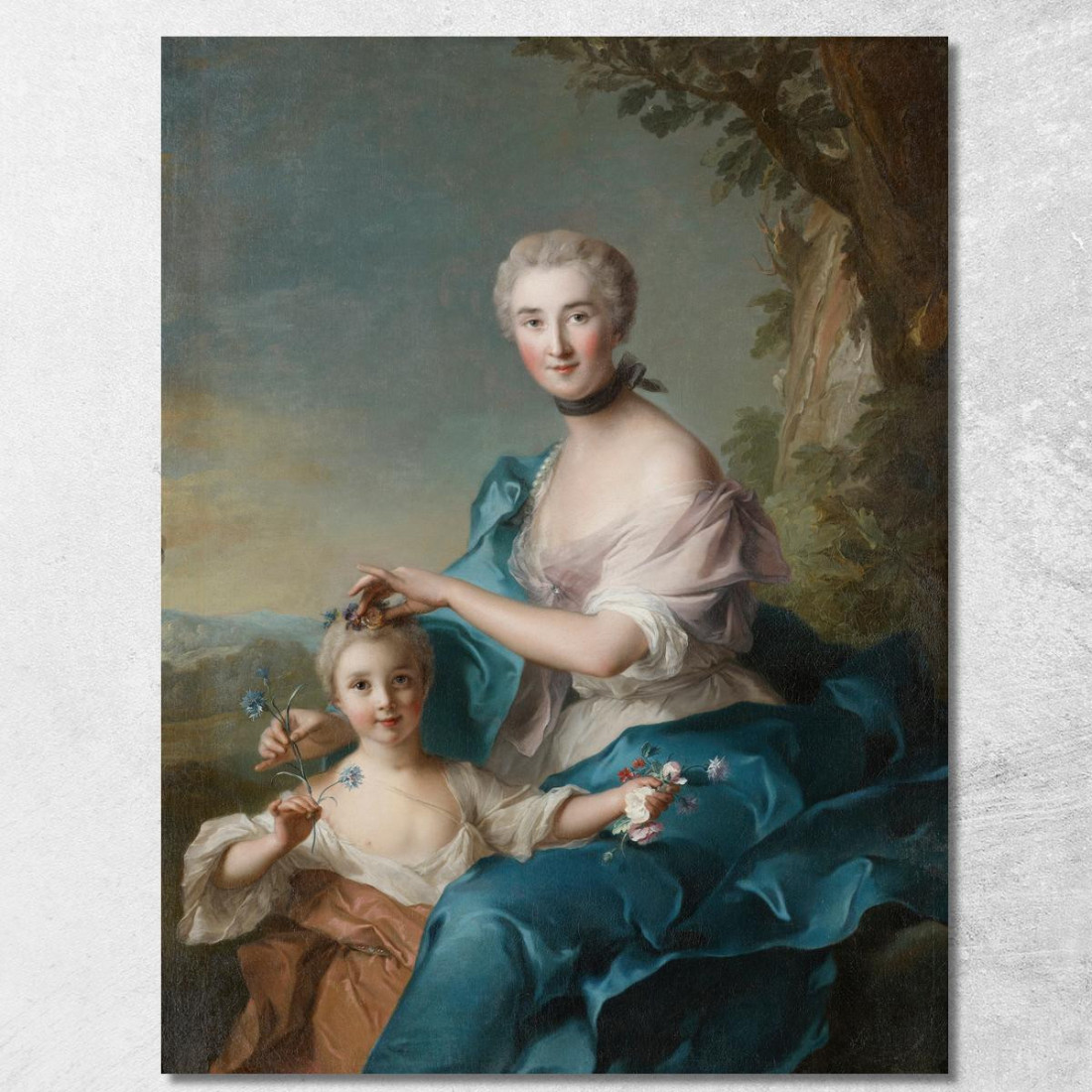 Ritratto Di Madame Crozat De Thiers E Sua Figlia Jean-Marc Nattier jmn25 quadro stampato su tela Ritratto Di Madame Crozat De Thiers E Sua Figlia Jean-Marc Nattier jmn25 quadro stampato su tela