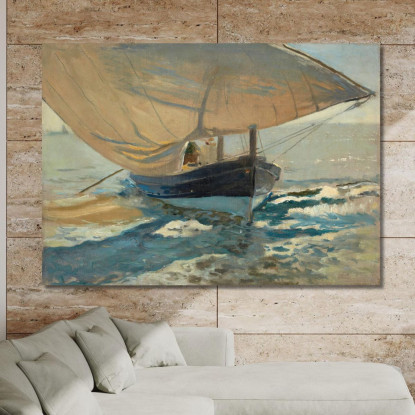 Barche Sulla Spiaggia Barche Da Pesca Sulla Spiaggia Valencia Joaquín Sorolla jsr8 quadro stampato su tela