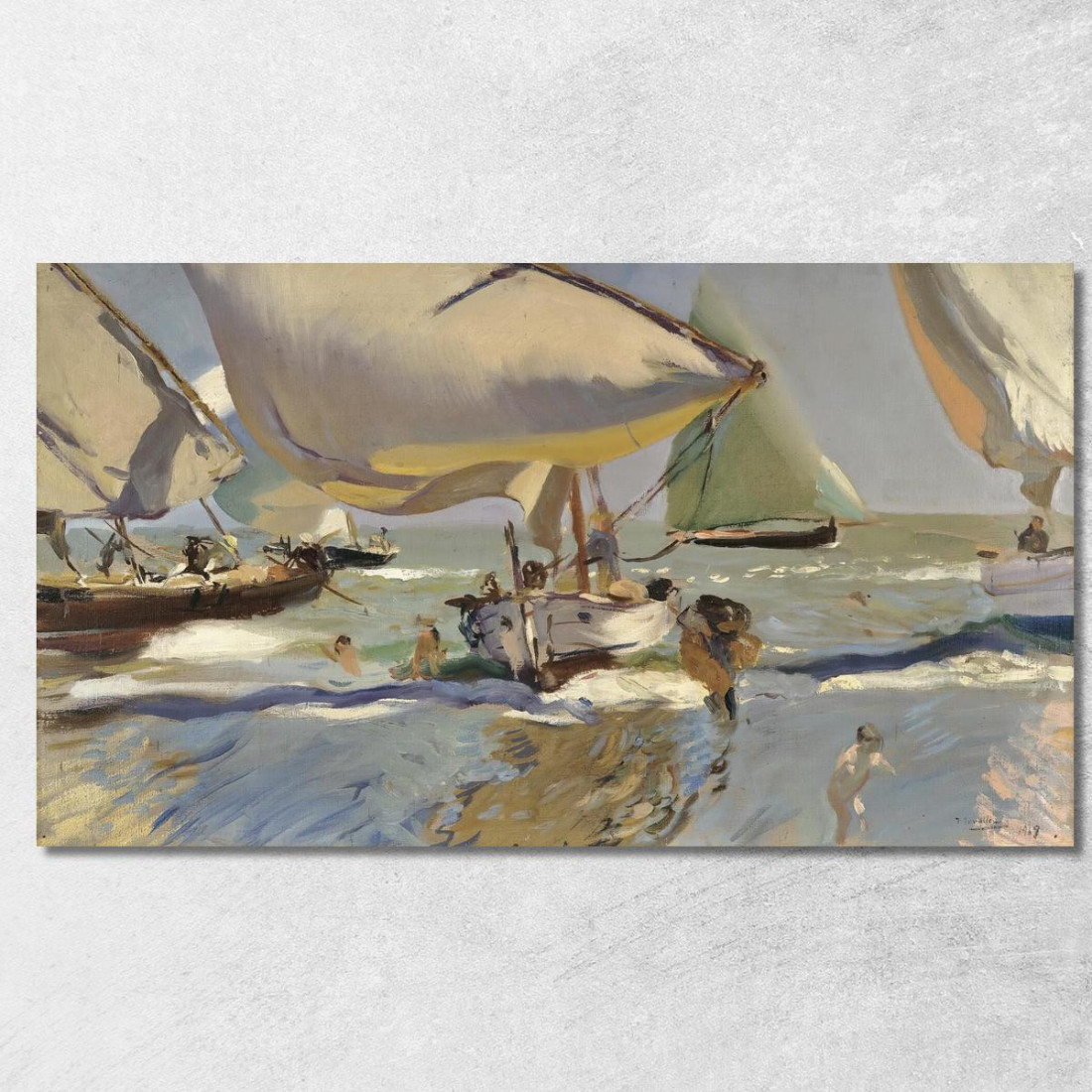 Barche Sulla Riva Joaquín Sorolla jsr9 quadro stampato su tela Barche Sulla Riva Joaquín Sorolla jsr9 quadro stampato su tela