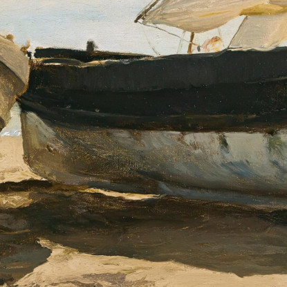 Barche Da Pesca Sulla Spiaggia Di Valencia Joaquín Sorolla jsr41 quadro stampato su tela