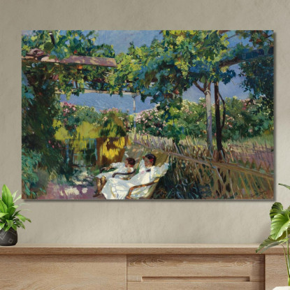 Pisolino In Giardino Joaquín Sorolla jsr52 quadro stampato su tela