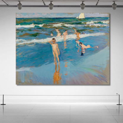 Bambini In Mare Spiaggia Di Valencia Bambini In Mare Spiaggia Di Valencia Joaquín Sorolla jsr69 quadro stampato su tela