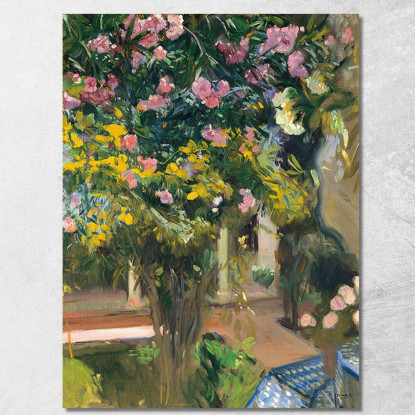 Oleandri Il Cortile Della Casa Dell'Artista Joaquín Sorolla jsr72 quadro stampato su tela