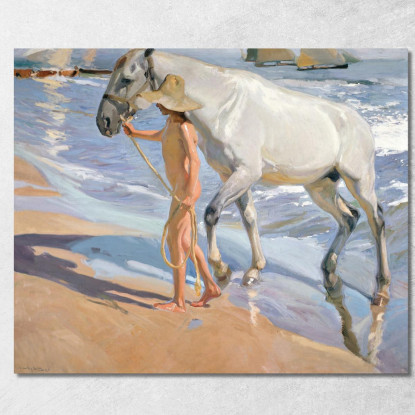 Il Bagno Del Cavallo Joaquín Sorolla jsr107 quadro stampato su tela