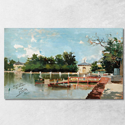 Vista Del Molo Nei Giardini Del Retiro Madrid Joaquín Sorolla jsr119 quadro stampato su tela