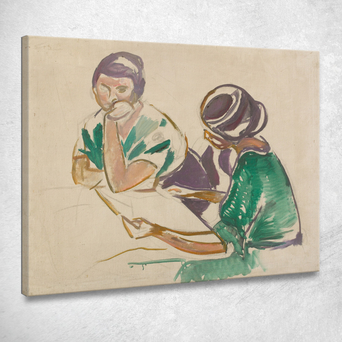 Due Donne A Tavola Edvard Munch em373 quadro stampato su tela Due Donne A Tavola Edvard Munch em373 quadro stampato su tela