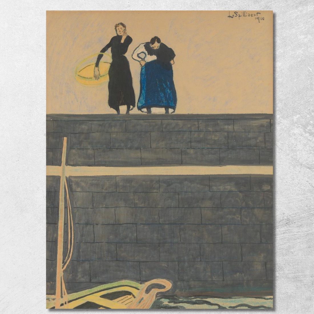Le Mogli Dei Pescatori Sulla Banchina Léon Spilliaert lsp112 quadro stampato su tela Le Mogli Dei Pescatori Sulla Banchina Léon Spilliaert lsp112 quadro stampato su tela