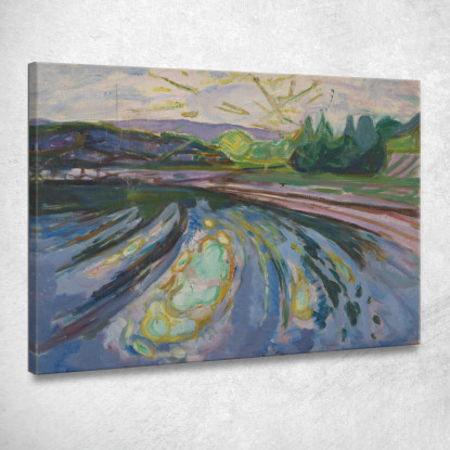 Onde Contro La Riva Edvard Munch em388 quadro stampato su tela