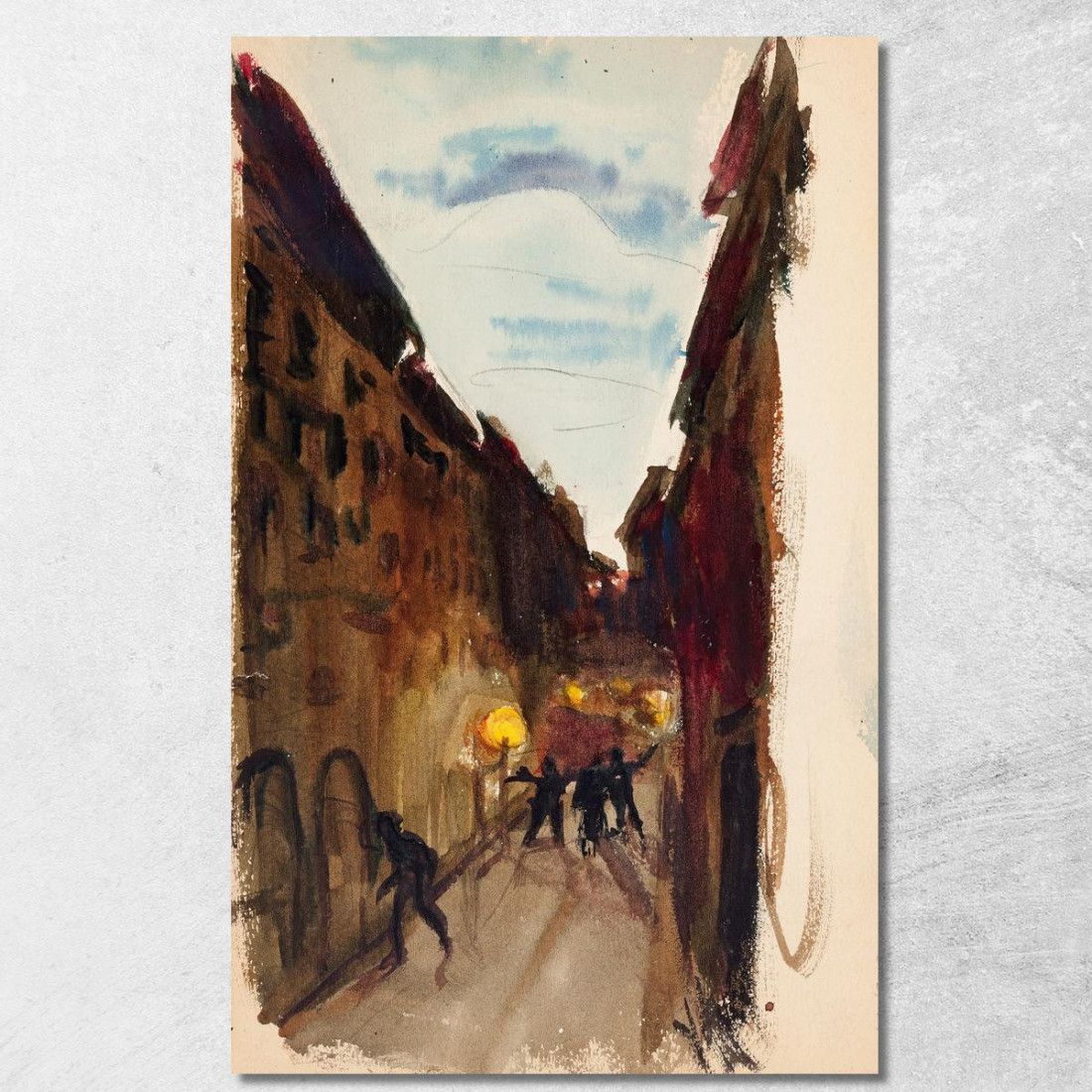 Strada E Persone Al Crepuscolo Schizzo Magnus Enckell mek29 quadro stampato su tela Strada E Persone Al Crepuscolo Schizzo Magnus Enckell mek29 quadro stampato su tela