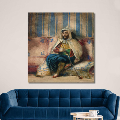 Un Uomo In Costume Orientale Fuma Su Un Divano Eugène Delacroix edx2 quadro stampato su tela