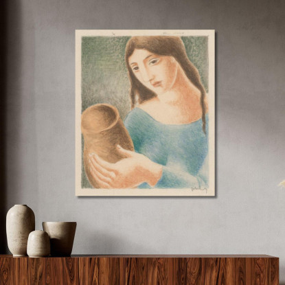 Donna Con Un Vaso 2 Mikuláš Galanda mgl140 quadro stampato su tela