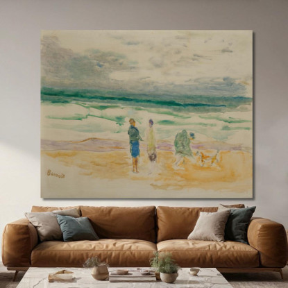 La Spiaggia. Tre Personaggi E Un Cane Pierre Bonnard pbn24 quadro stampato su tela