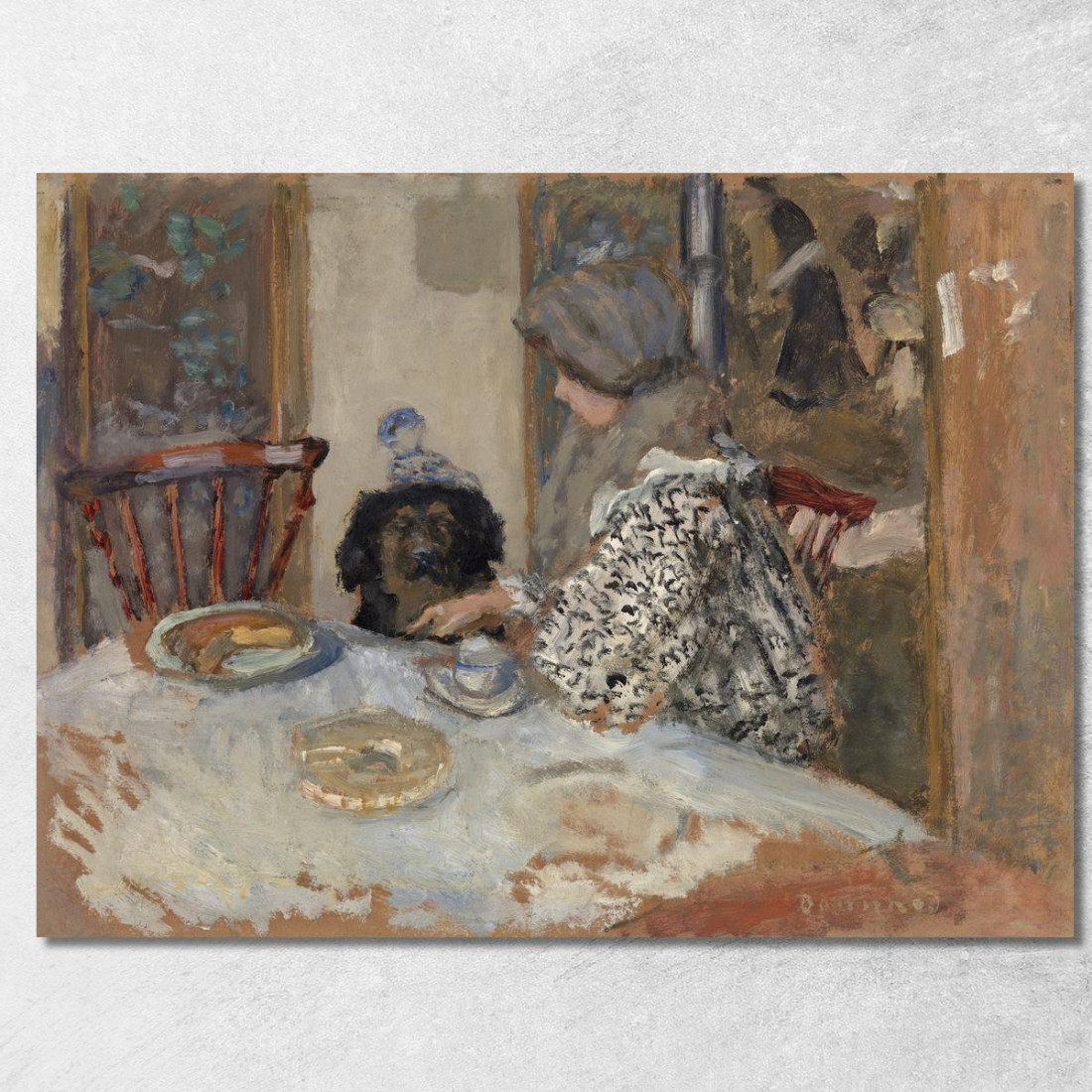 Donna E Cane A Tavola Pierre Bonnard pbn75 quadro stampato su tela Donna E Cane A Tavola Pierre Bonnard pbn75 quadro stampato su tela