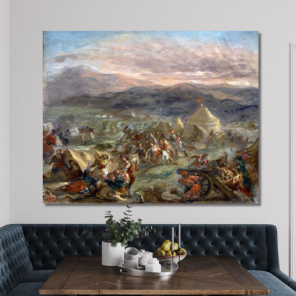 Botzaris Sorprende L'Accampamento Turco E Cade Ferito A Morte Eugène Delacroix edx16 quadro stampato su tela