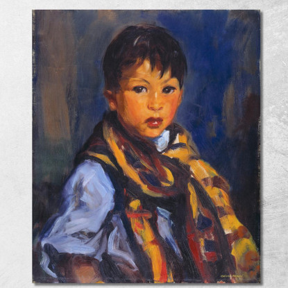 Ragazzo Con Sciarpa Scozzese Robert Henri rhn6 quadro stampato su tela