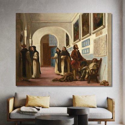 Cristoforo Colombo E Suo Figlio A La Rábida Eugène Delacroix edx22 quadro stampato su tela