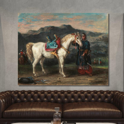 Circasso Che Tiene Un Cavallo Per La Briglia Eugène Delacroix edx23 quadro stampato su tela