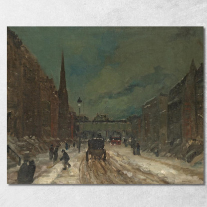 Scena Di Strada Con Neve 57A Strada New York. Robert Henri rhn63 quadro stampato su tela