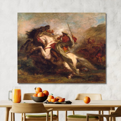 Collisione Di Cavalieri Moreschi Eugène Delacroix edx24 quadro stampato su tela