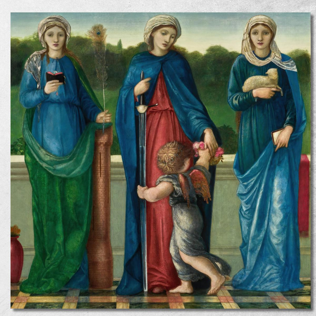 Santa Barbara Santa Dorotea E Sant'Agnese Sir Edward Coley Burne-Jones ecb61 quadro stampato su tela