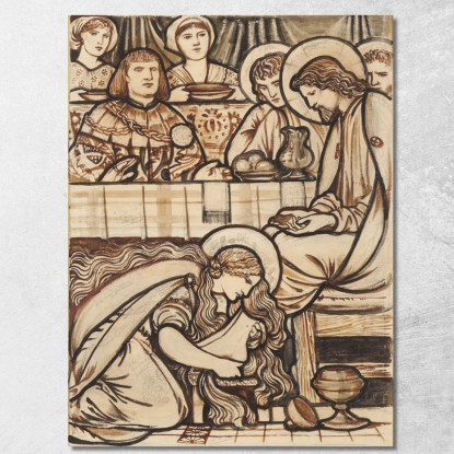 La Maddalena Unge I Piedi Di Cristo Sir Edward Coley Burne-Jones ecb90 quadro stampato su tela