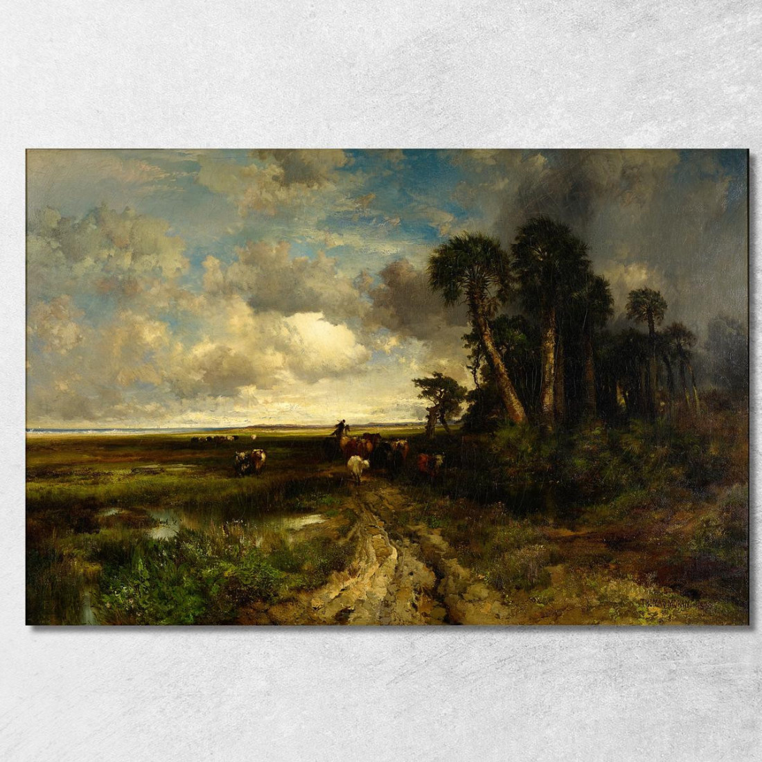 Portare A Casa Il Bestiame Della Costa Della Florida Thomas Moran tmr13 quadro stampato su tela Portare A Casa Il Bestiame Della Costa Della Florida Thomas Moran tmr13 quadro stampato su tela