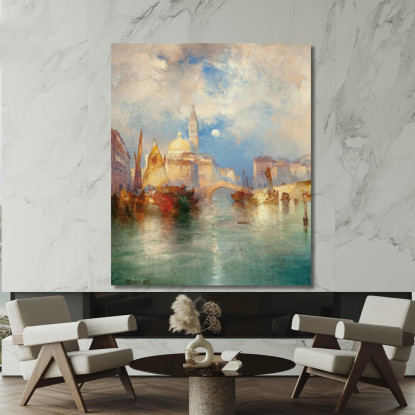 Moonrise Chioggia Venice Thomas Moran tmr42 quadro stampato su tela