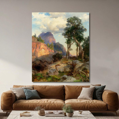 Leone Di Montagna Nella Tana Del Leone Di Montagna Del Grand Canyon Thomas Moran tmr44 quadro stampato su tela