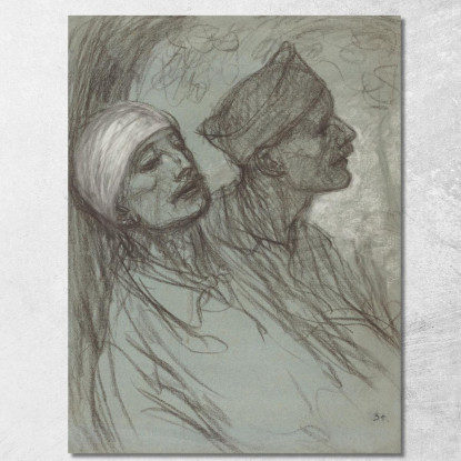 Un Soldato Ferito E Il Suo Compagno Théophile Alexandre Steinlen tas3 quadro stampato su tela