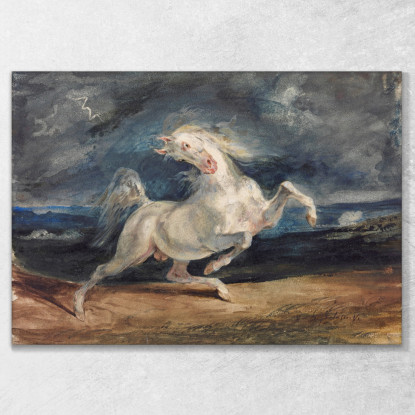 Cavallo Spaventato Dal Fulmine Eugène Delacroix edx55 quadro stampato su tela