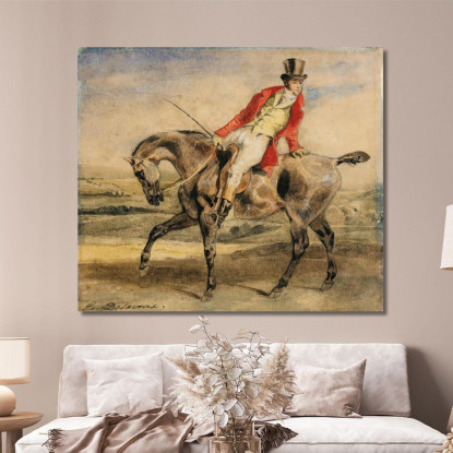 Cavaliere Che Indossa Una Giacca Rossa Eugène Delacroix edx56 quadro stampato su tela