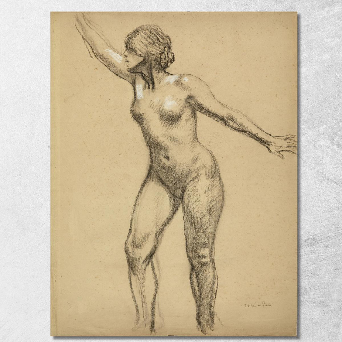 In Piedi Nudo Con Le Braccia Tese Théophile Alexandre Steinlen tas41 quadro stampato su tela In Piedi Nudo Con Le Braccia Tese Théophile Alexandre Steinlen tas41 quadro stampato su tela