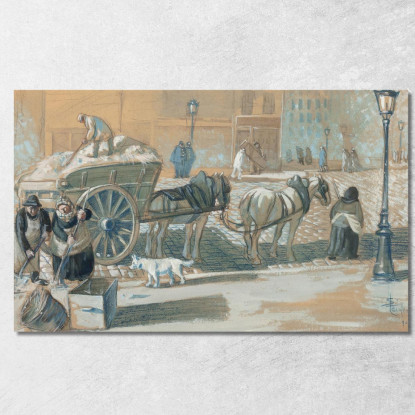 Scena Parigina In Inverno Théophile Alexandre Steinlen tas46 quadro stampato su tela