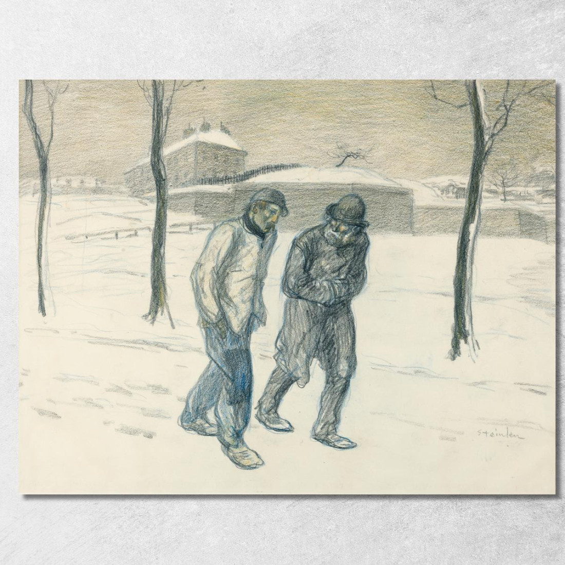 Due Vagabondi Che Camminano Nella Neve Théophile Alexandre Steinlen tas55 quadro stampato su tela Due Vagabondi Che Camminano Nella Neve Théophile Alexandre Steinlen tas55 quadro stampato su tela