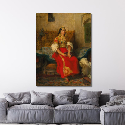Donna Ebrea Di Tangeri In Costume Da Appartamento Eugène Delacroix edx61 quadro stampato su tela