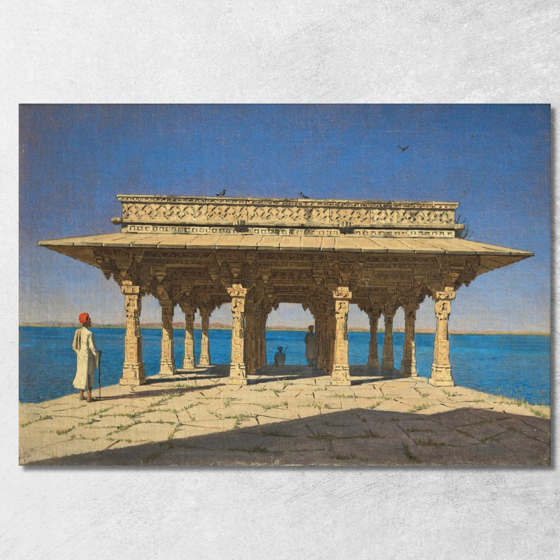 Serata Su Un Lago. Un Padiglione Sull'Argine Di Marmo A Rajnagar Principato Di Udaipur Vasily Vereshchagin vvr19 quadro stampat Serata Su Un Lago. Un Padiglione Sull'Argine Di Marmo A Rajnagar Principato Di Udaipur Vasily Vereshchagin vvr19 quadro stampat