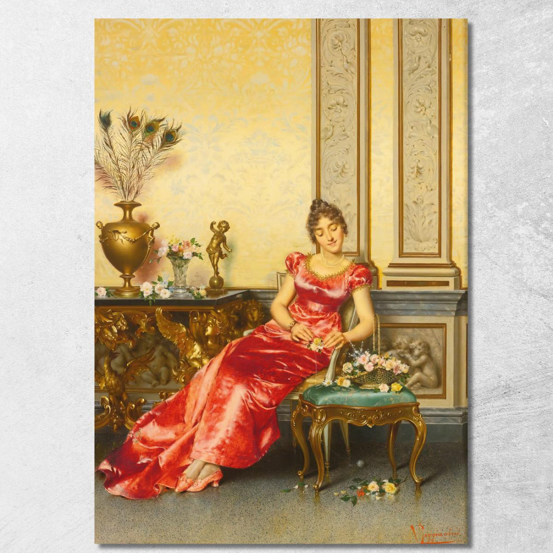 Un Cesto Di Fiori Vittorio Reggianini vrg1 quadro stampato su tela Un Cesto Di Fiori Vittorio Reggianini vrg1 quadro stampato su tela