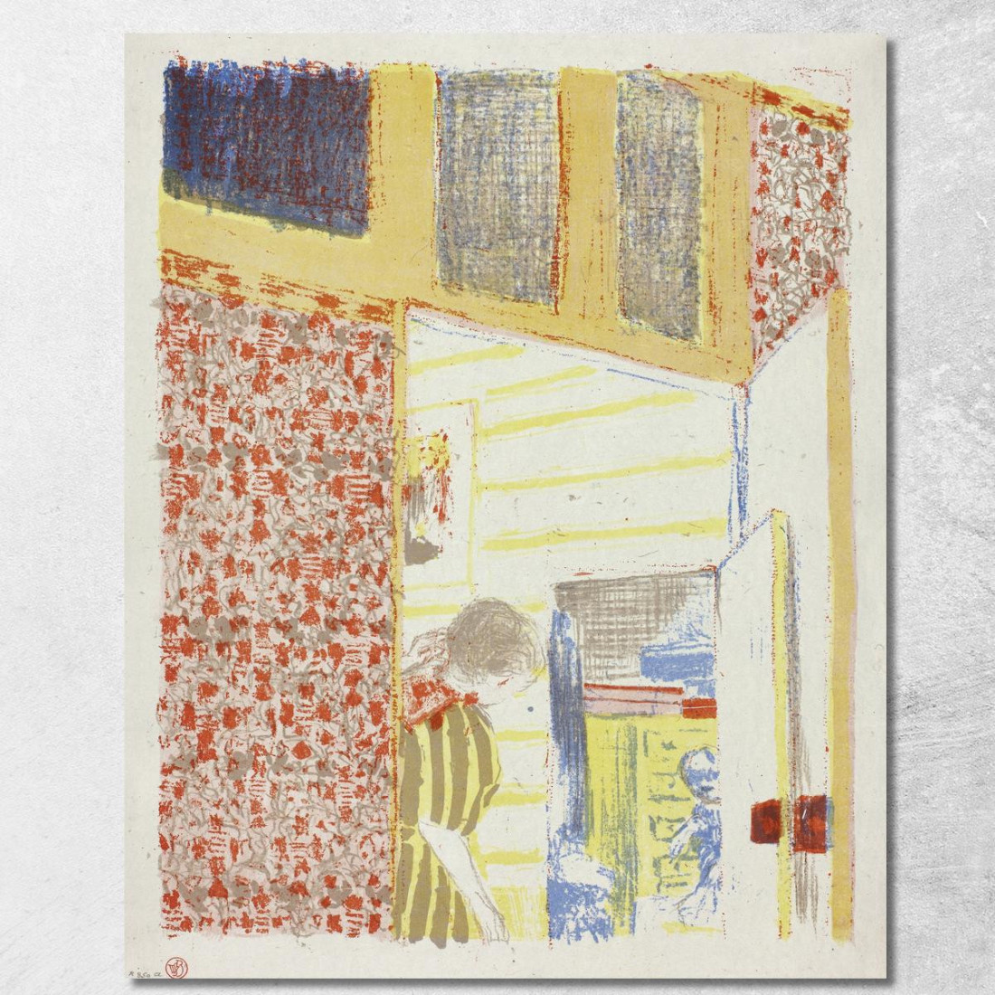 Interno Con Carta Da Parati Rosa Iii Édouard Vuillard evu36 quadro stampato su tela Interno Con Carta Da Parati Rosa Iii Édouard Vuillard evu36 quadro stampato su tela