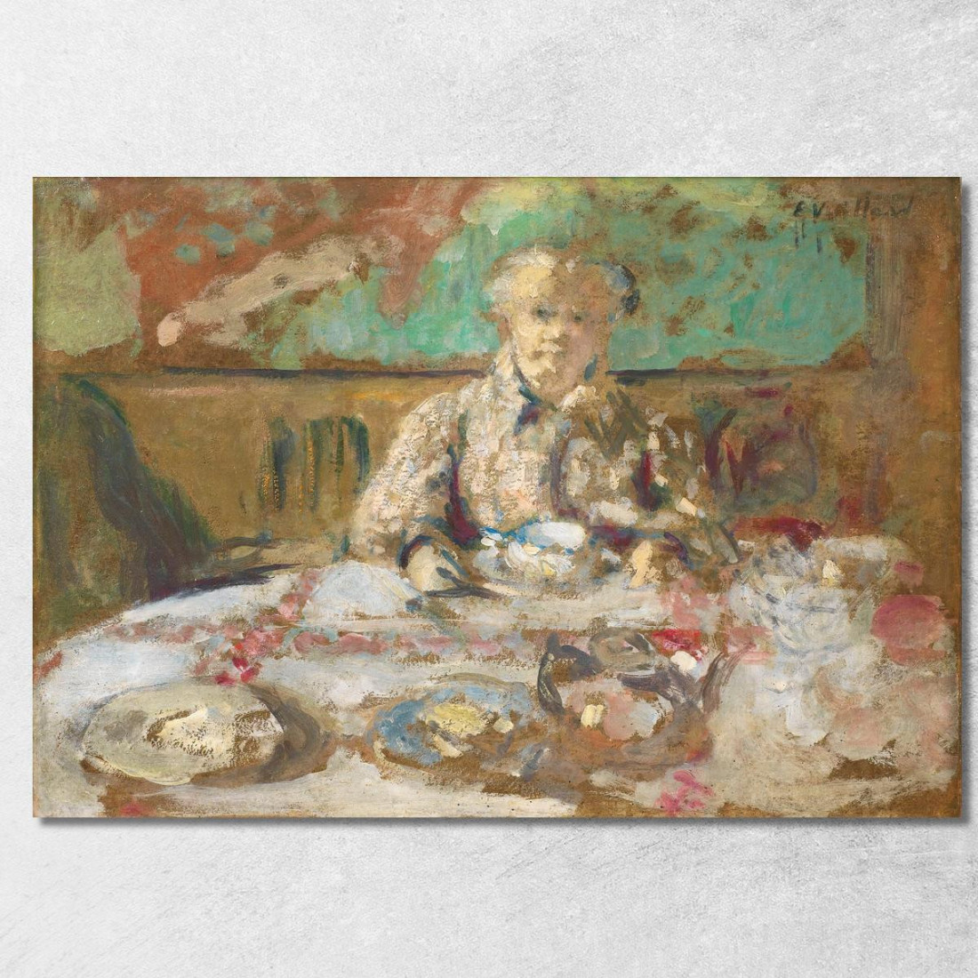 Madame Vuillard A Tavola Édouard Vuillard evu107 quadro stampato su tela Madame Vuillard A Tavola Édouard Vuillard evu107 quadro stampato su tela