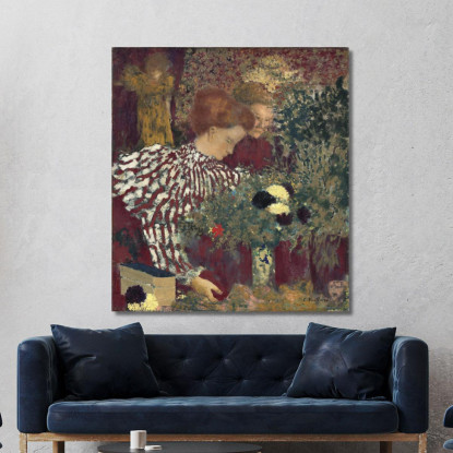 Donna In Abito A Righe Édouard Vuillard evu175 quadro stampato su tela