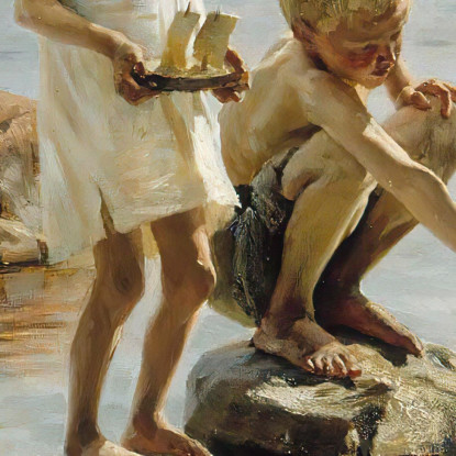 Ragazzi Che Giocano Sulla Riva Bambini Che Giocano Sulla Riva Albert Edelfelt aed9 quadro stampato su tela