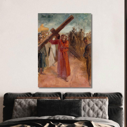 Cristo Porta La Croce Albert Edelfelt aed14 quadro stampato su tela