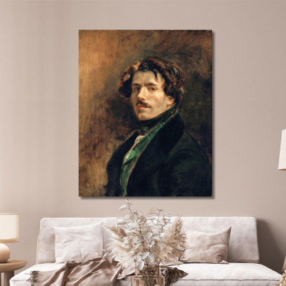 Autoritratto Con Gilet Verde Eugène Delacroix edx106 quadro stampato su tela